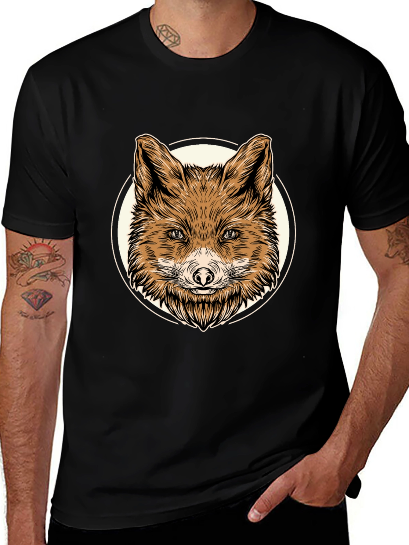 Fox Graphic Tee - Mens Black Cotton T-Shirt