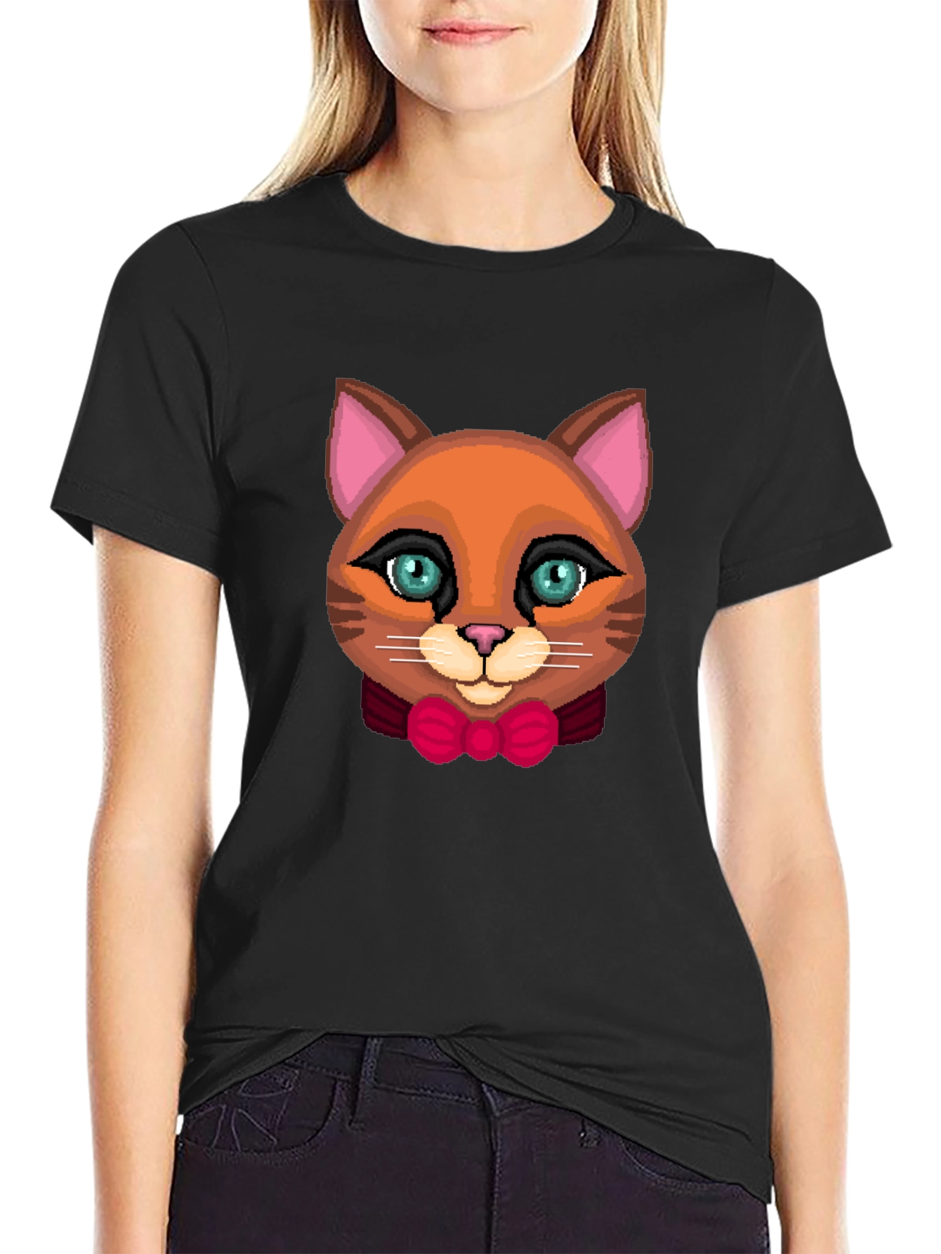 Cute Cat Bowtie Graphic Tee