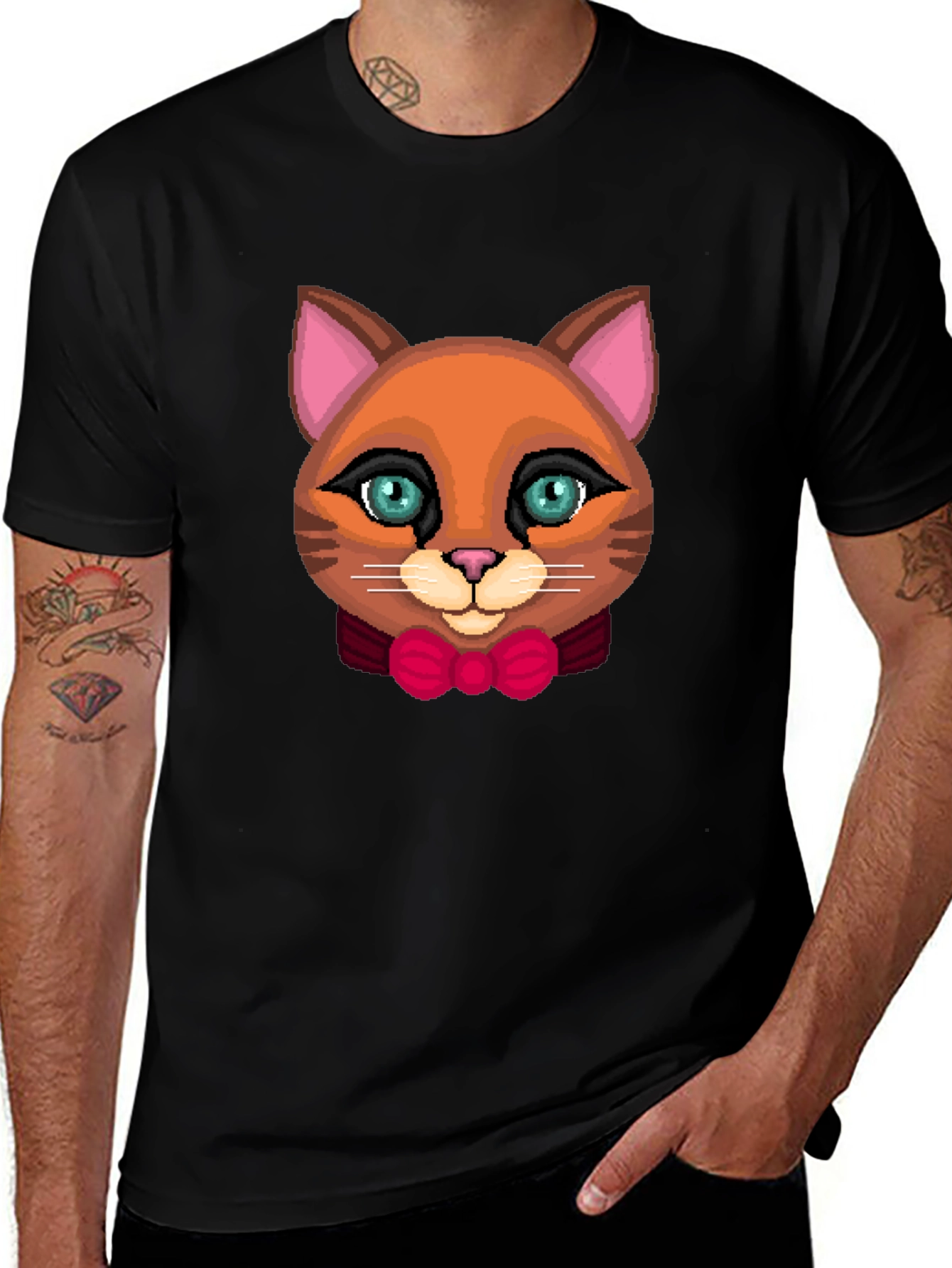 Cute Cat Bowtie Graphic Tee