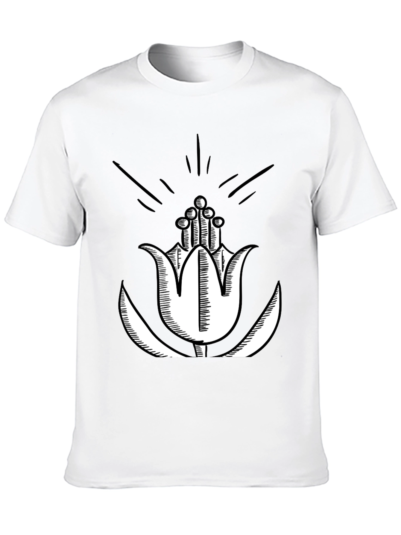 Black T-Shirt with Floral Print