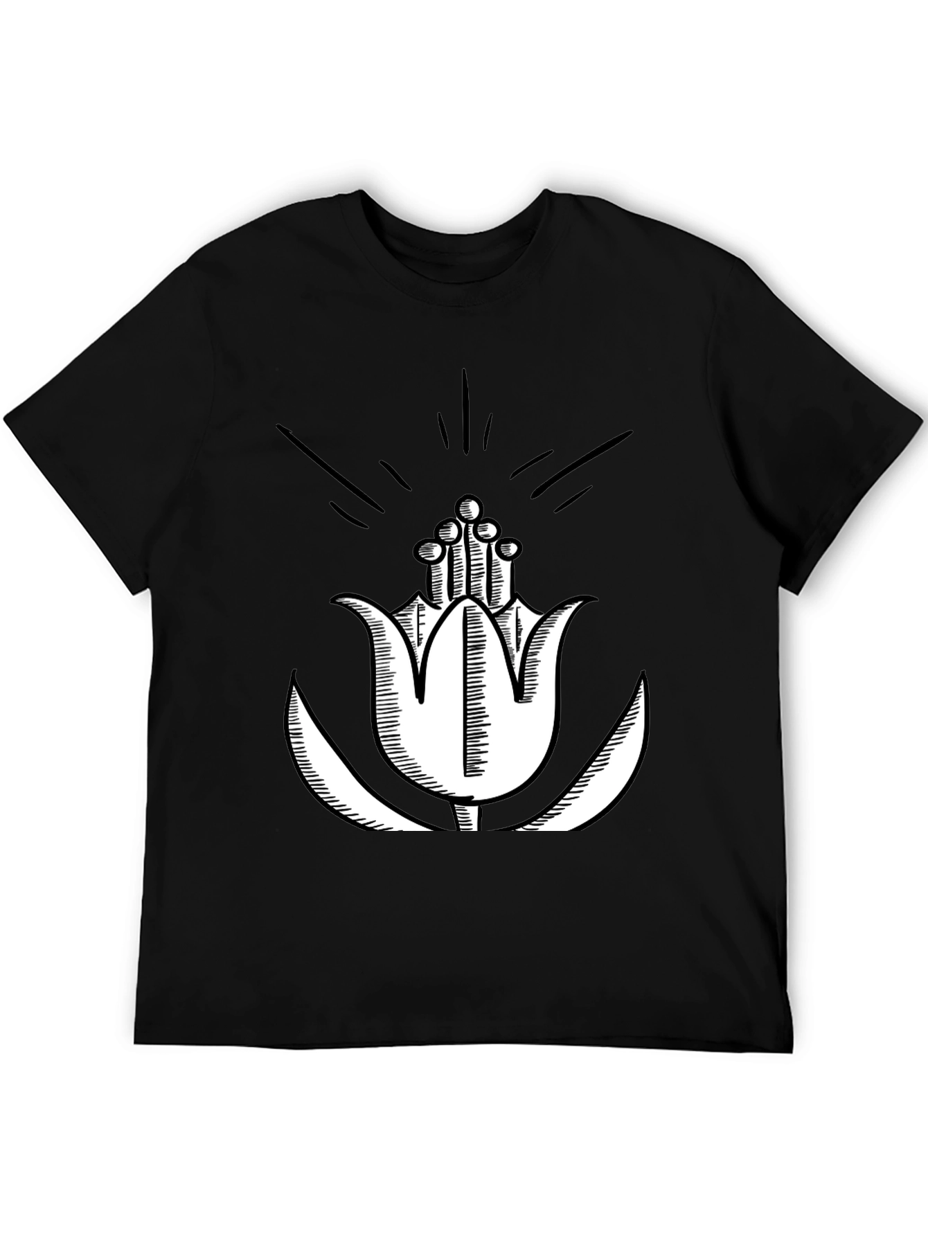 Black T-Shirt with Floral Print