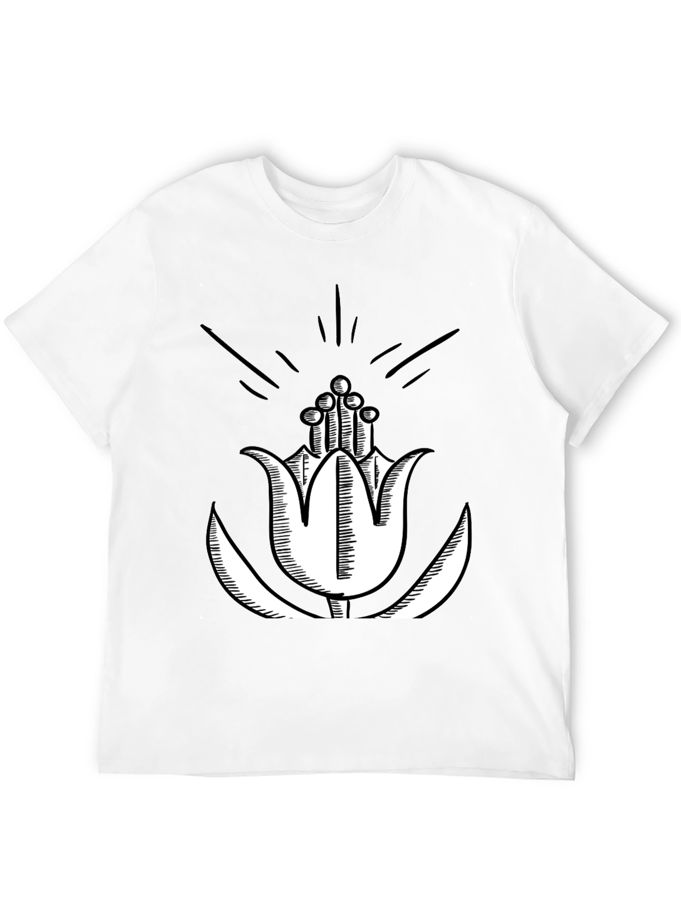 Black T-Shirt with Floral Print