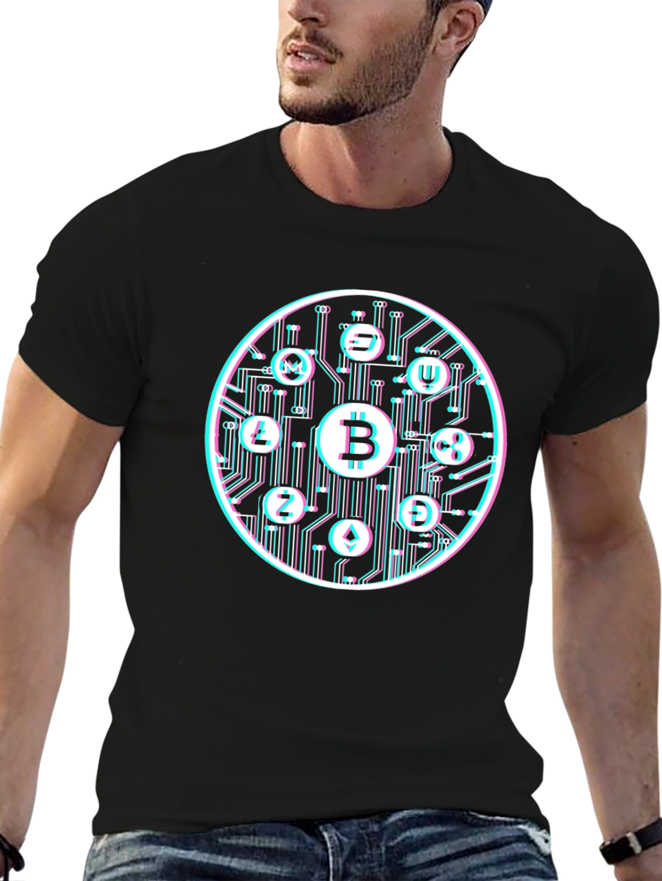 Bitcoin Crypto Currency Graphic Tee Black T-Shirt