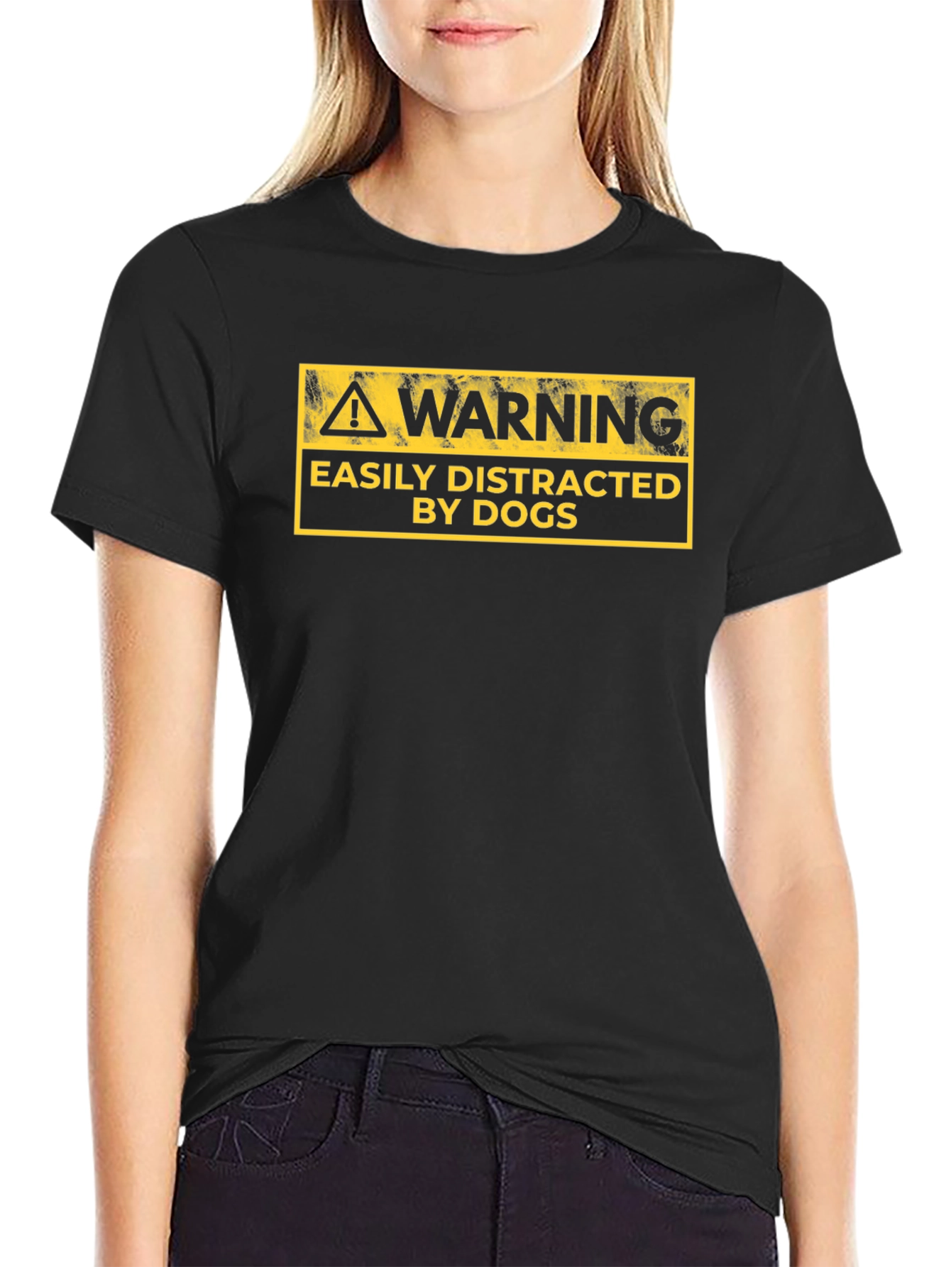 Warning Easily Distracted By Dogs Graphic Tee