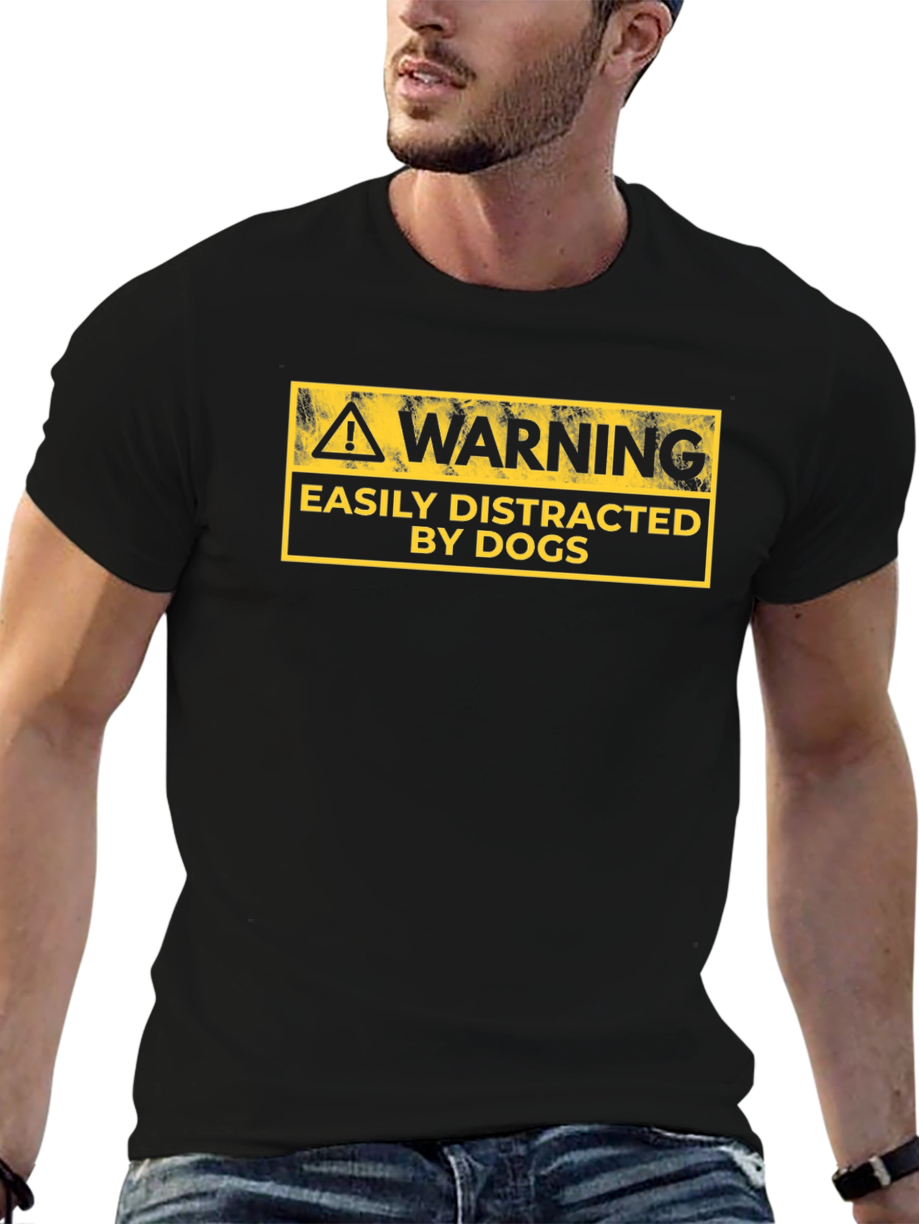 Warning Easily Distracted By Dogs Graphic Tee