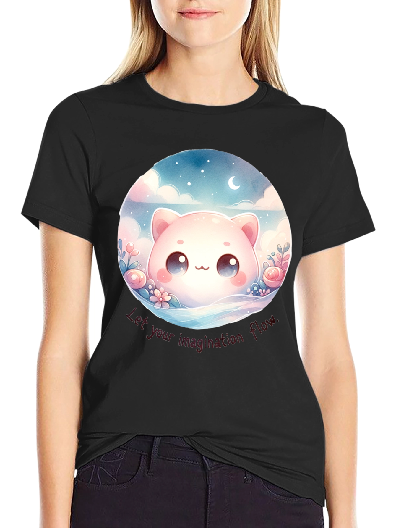 Cute Kawaii Cat Imagination T-Shirt