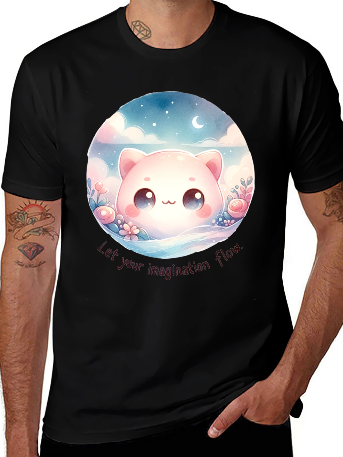 Cute Kawaii Cat Imagination T-Shirt