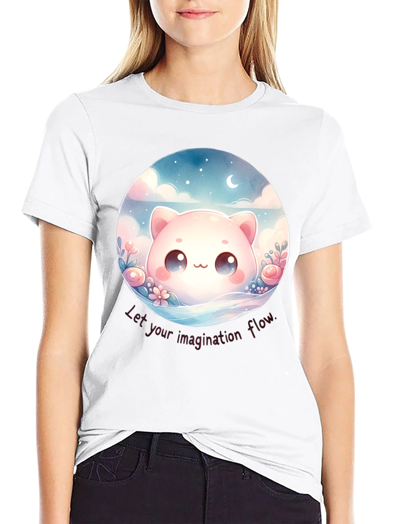 Cute Kawaii Cat Imagination T-Shirt