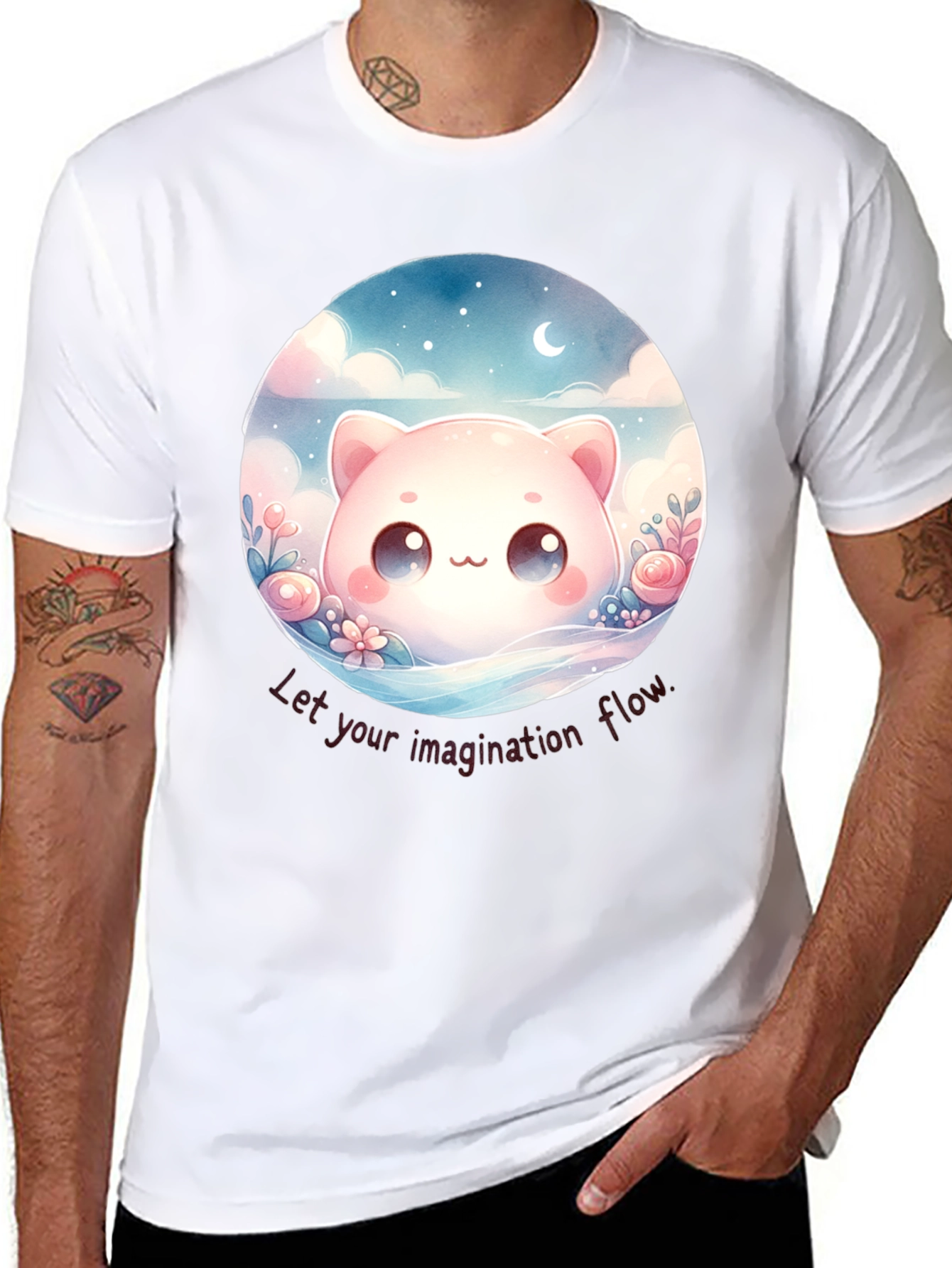 Cute Kawaii Cat Imagination T-Shirt