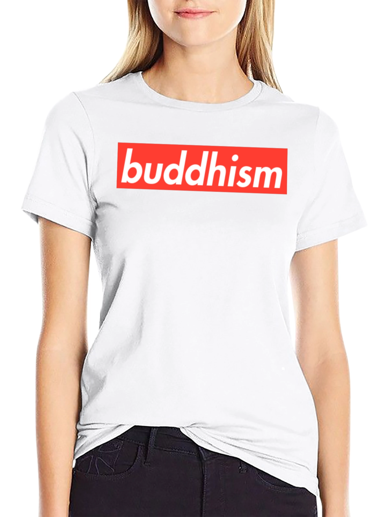 Buddhism Red Box Logo Black T-Shirt