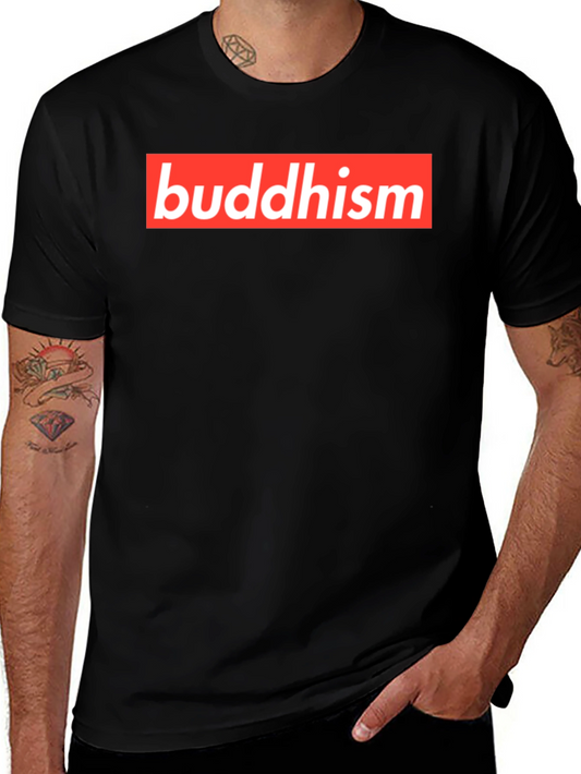 Buddhism Red Box Logo Black T-Shirt