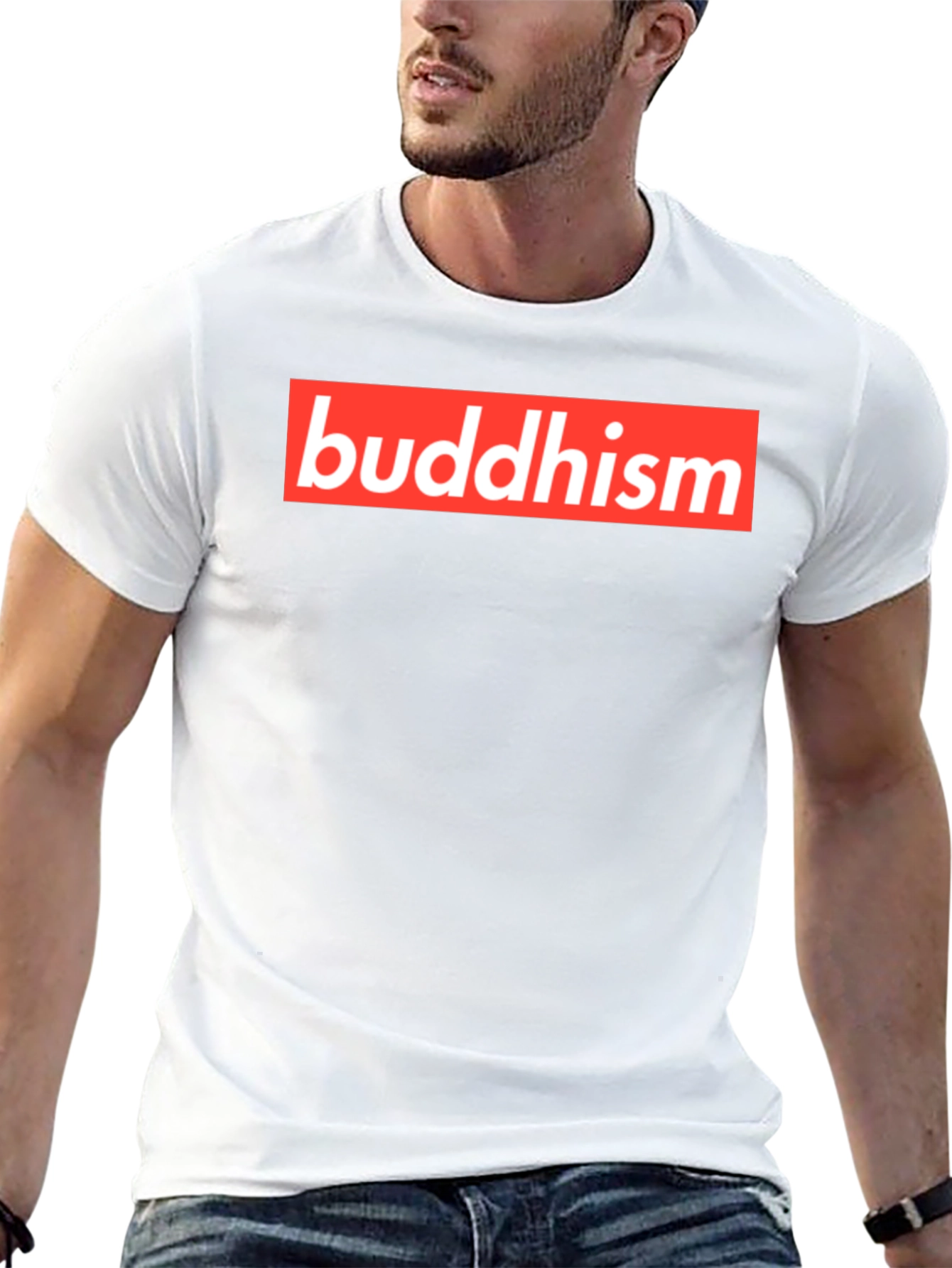Buddhism Red Box Logo Black T-Shirt