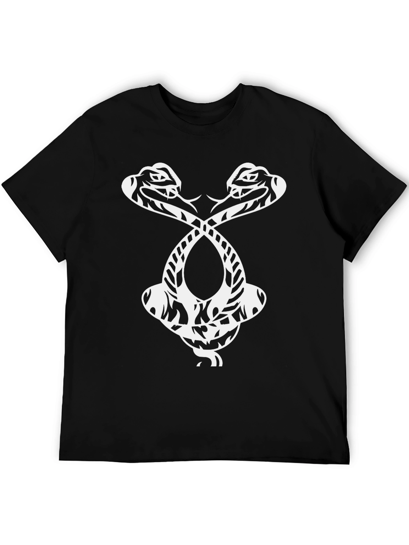 Mens Black T-Shirt with Snake Design
