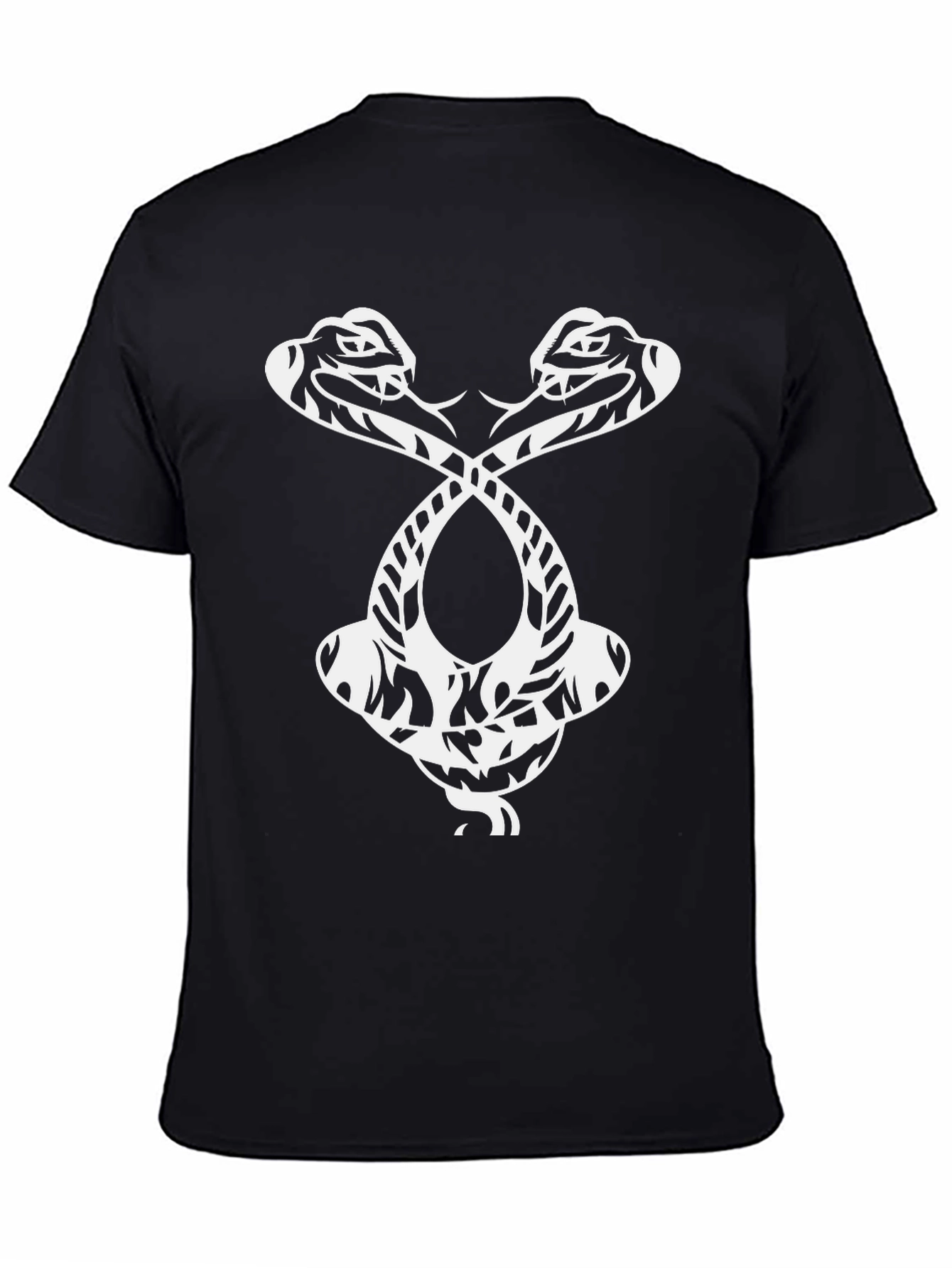 Mens Black T-Shirt with Snake Design