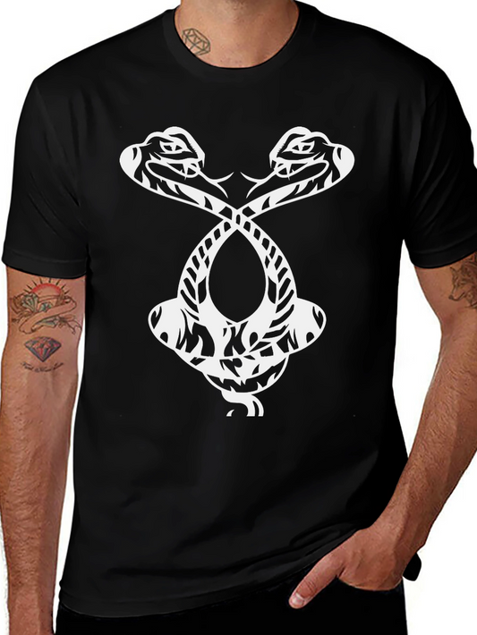 Mens Black T-Shirt with Snake Design