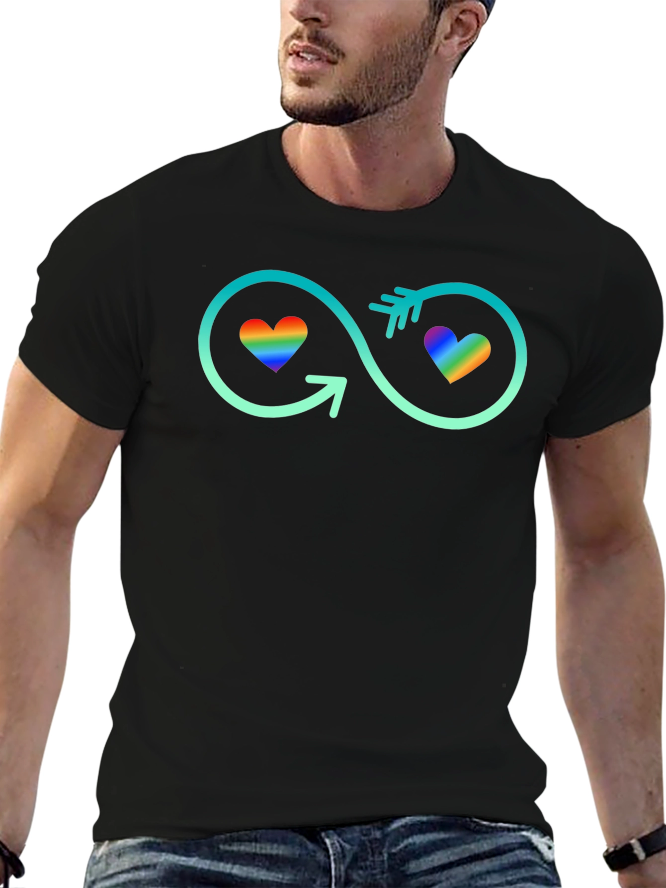 LGBT Infinity Hearts T-Shirt - Black