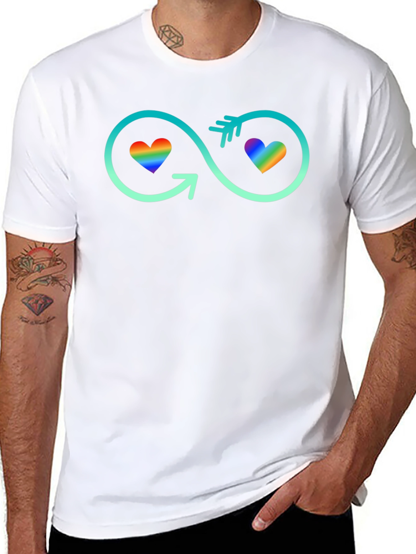 LGBT Infinity Hearts T-Shirt - Black