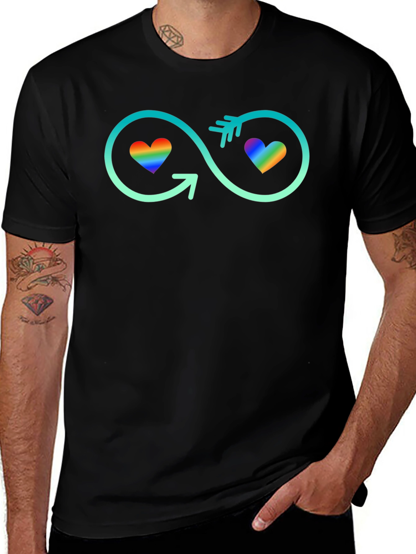 LGBT Infinity Hearts T-Shirt - Black