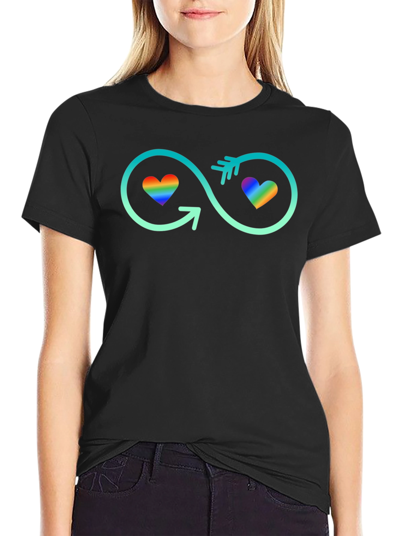 LGBT Infinity Hearts T-Shirt - Black