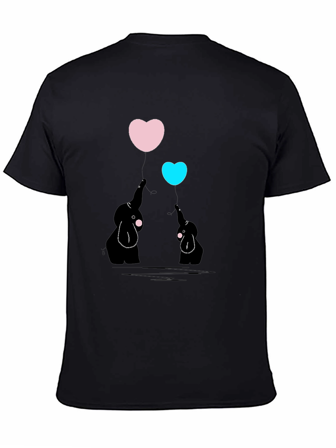 Elephant Heart Balloon Graphic Tee - Black