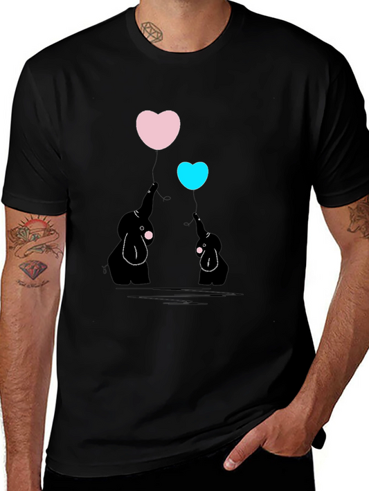 Elephant Heart Balloon Graphic Tee - Black