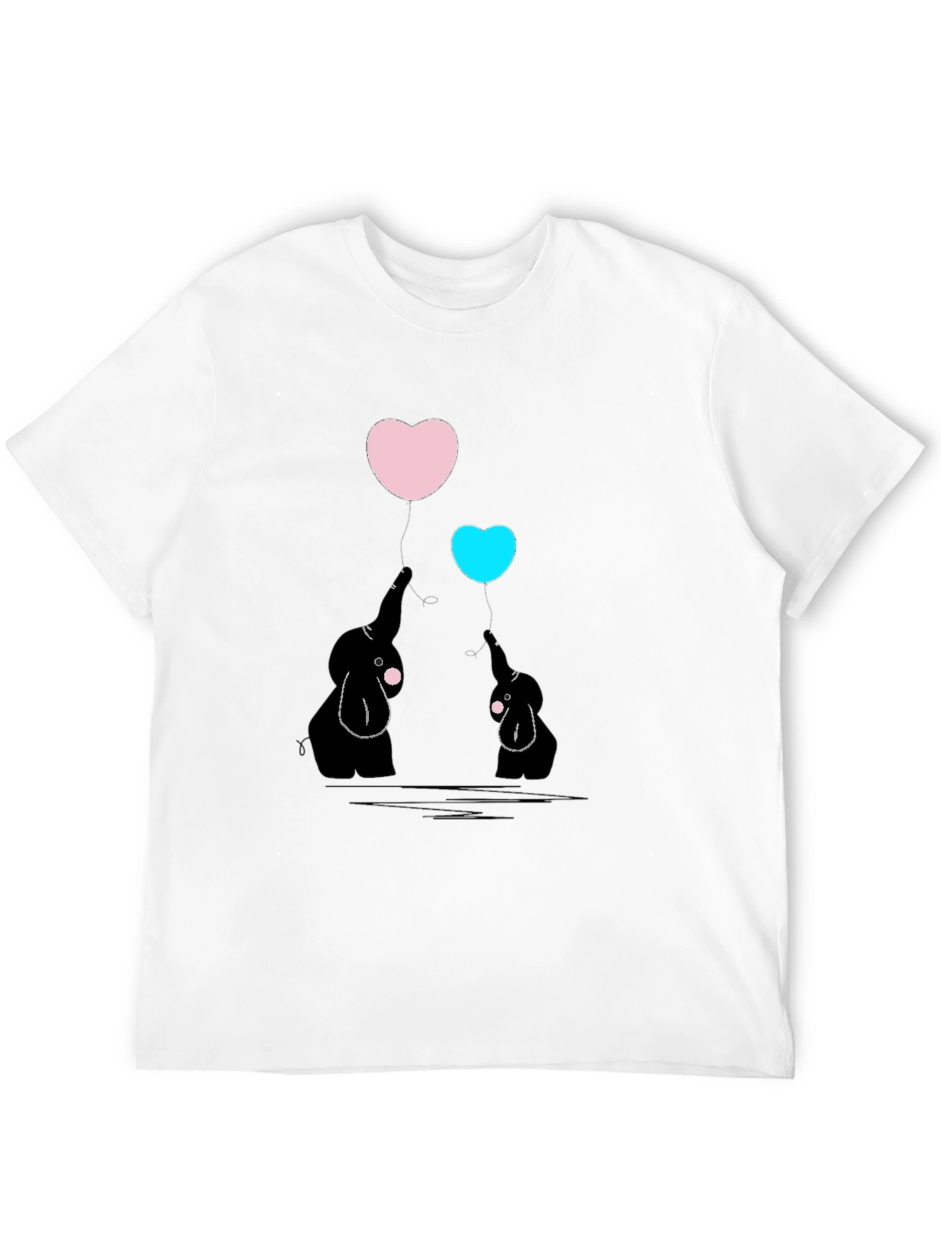 Elephant Heart Balloon Graphic Tee - Black