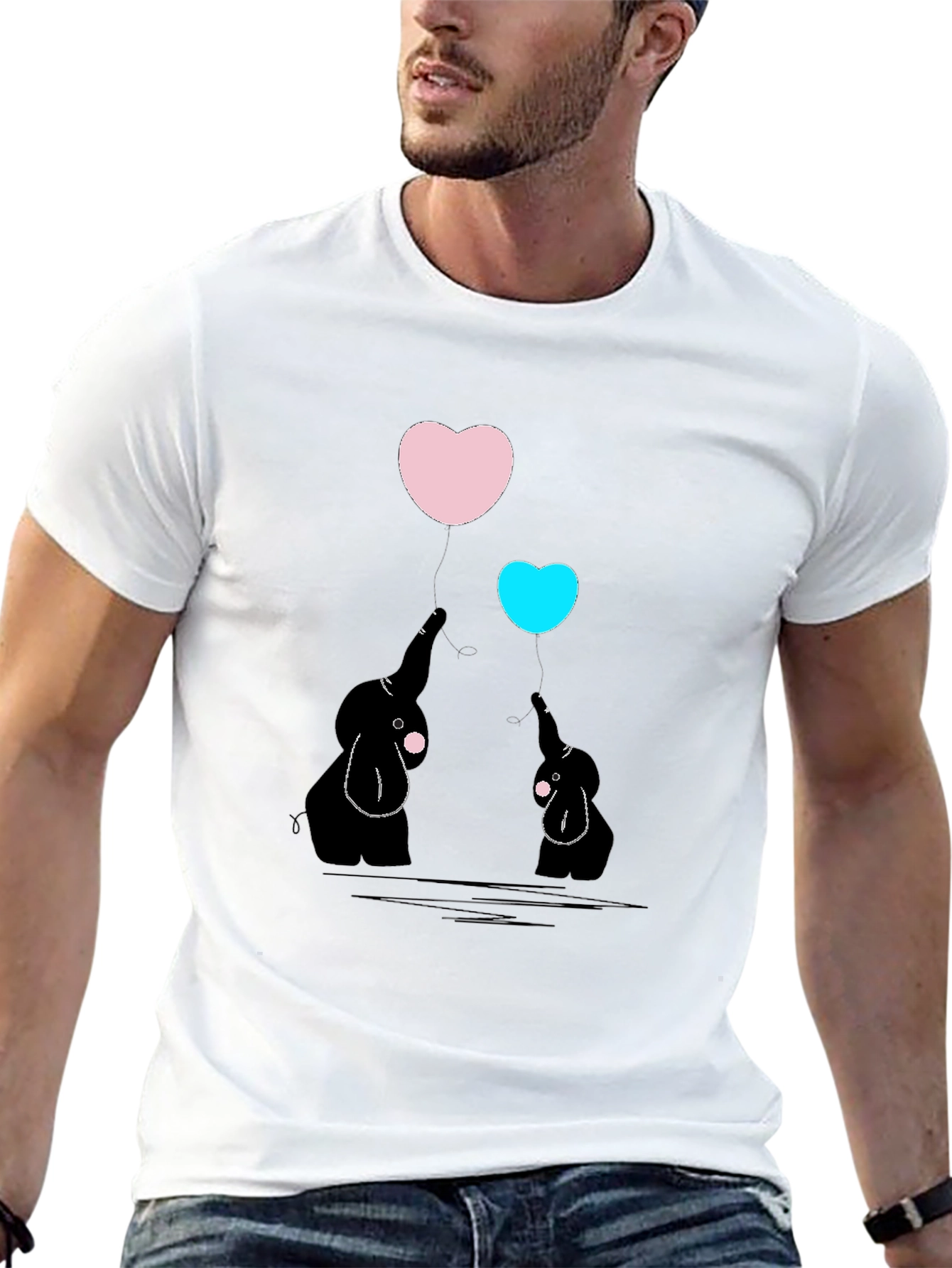 Elephant Heart Balloon Graphic Tee - Black