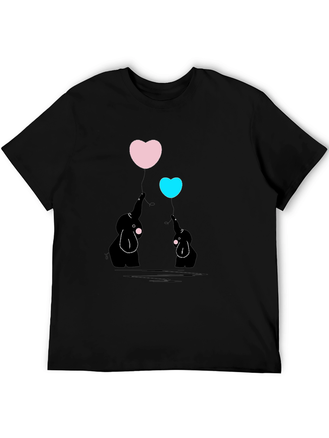 Elephant Heart Balloon Graphic Tee - Black