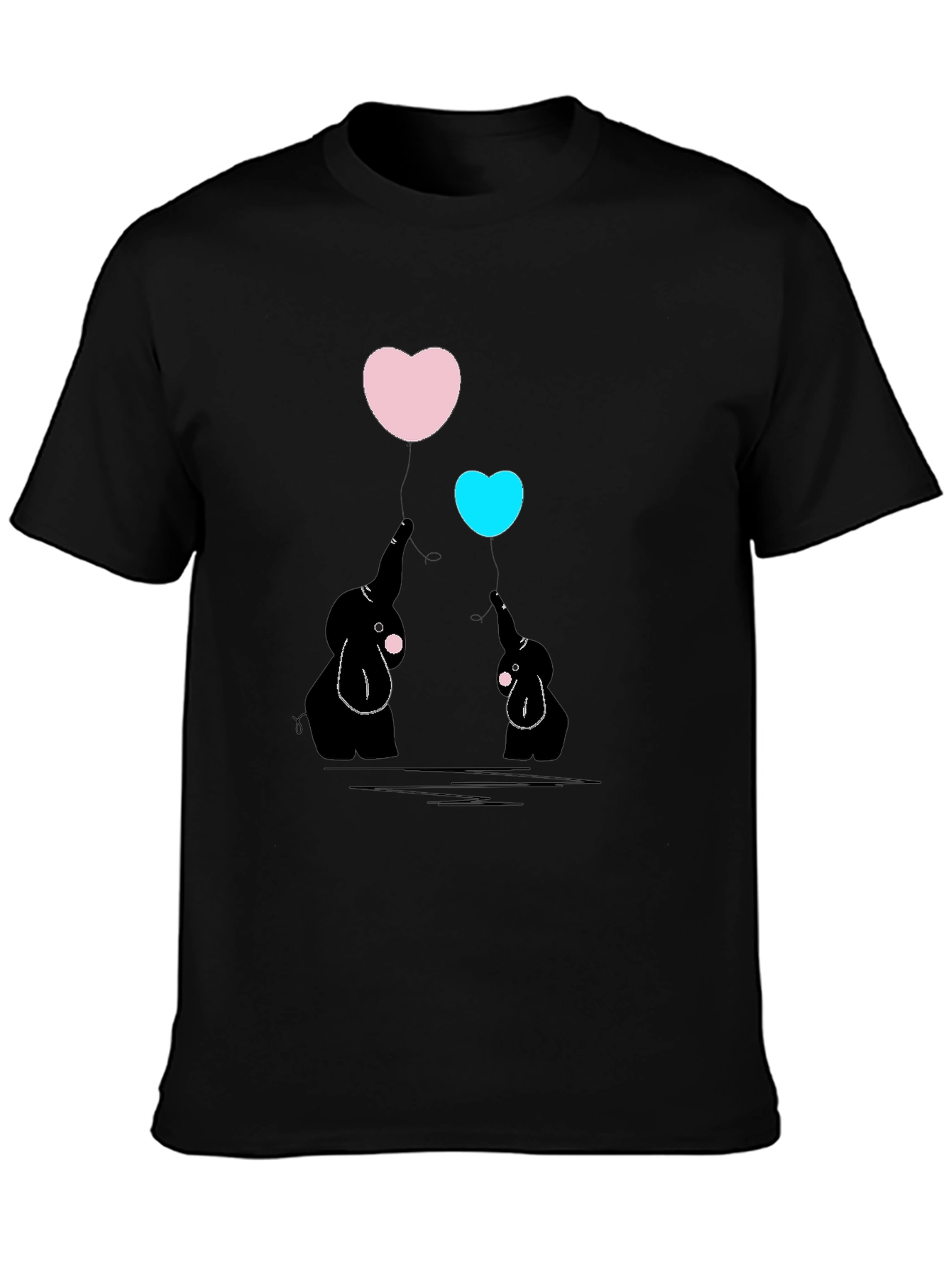 Elephant Heart Balloon Graphic Tee - Black