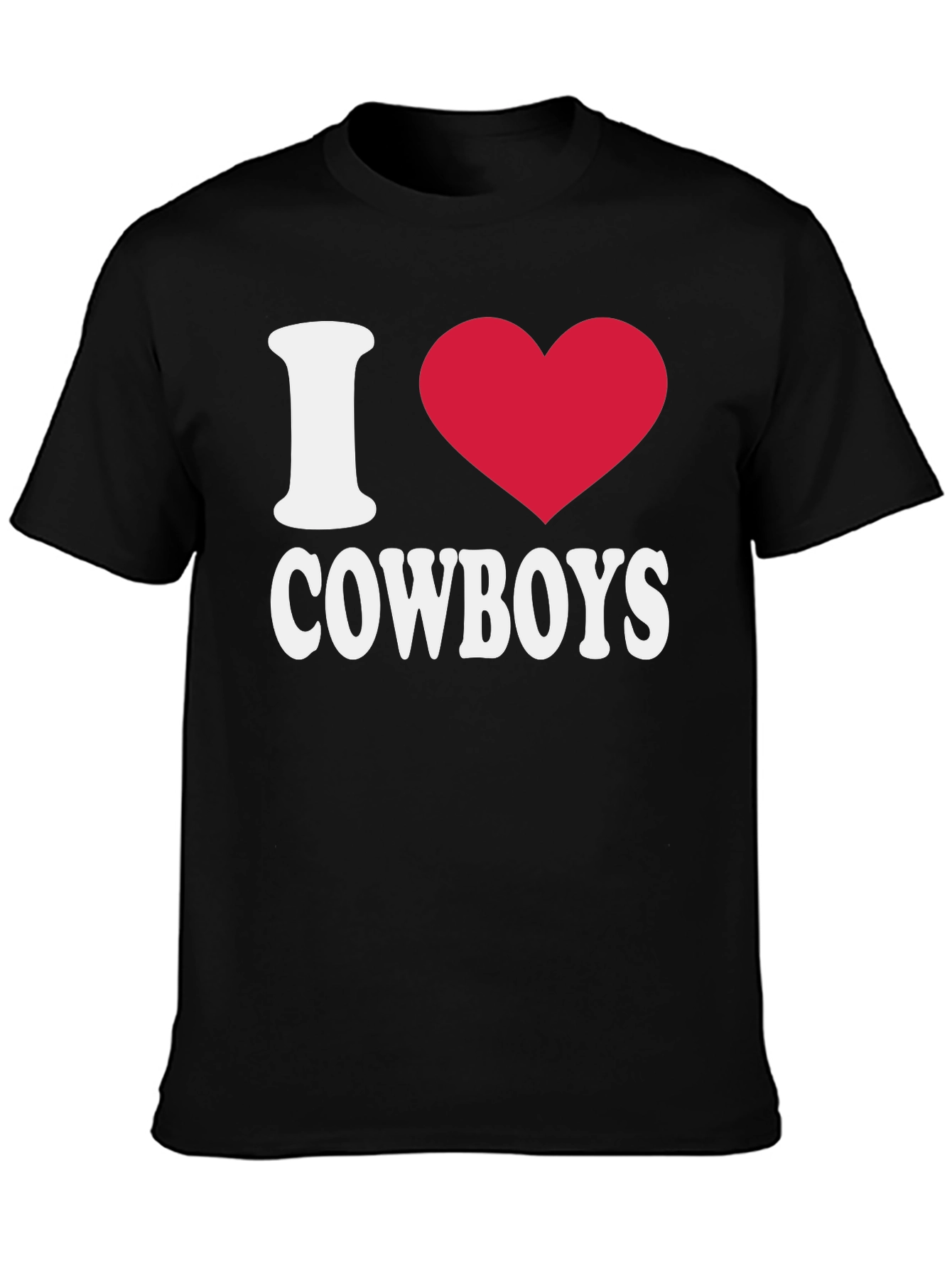 I Love Cowboys T-Shirt - Black Cotton Tee