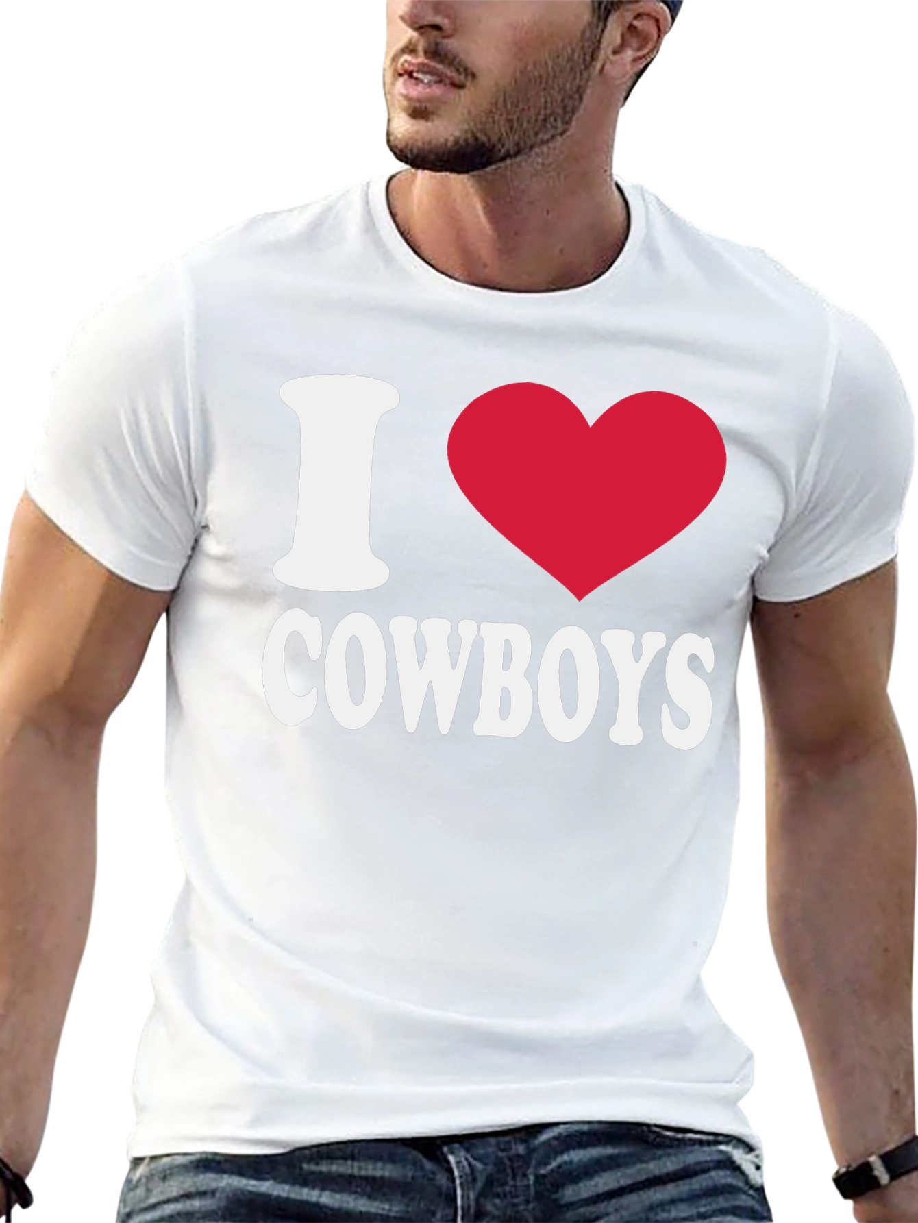 I Love Cowboys T-Shirt - Black Cotton Tee
