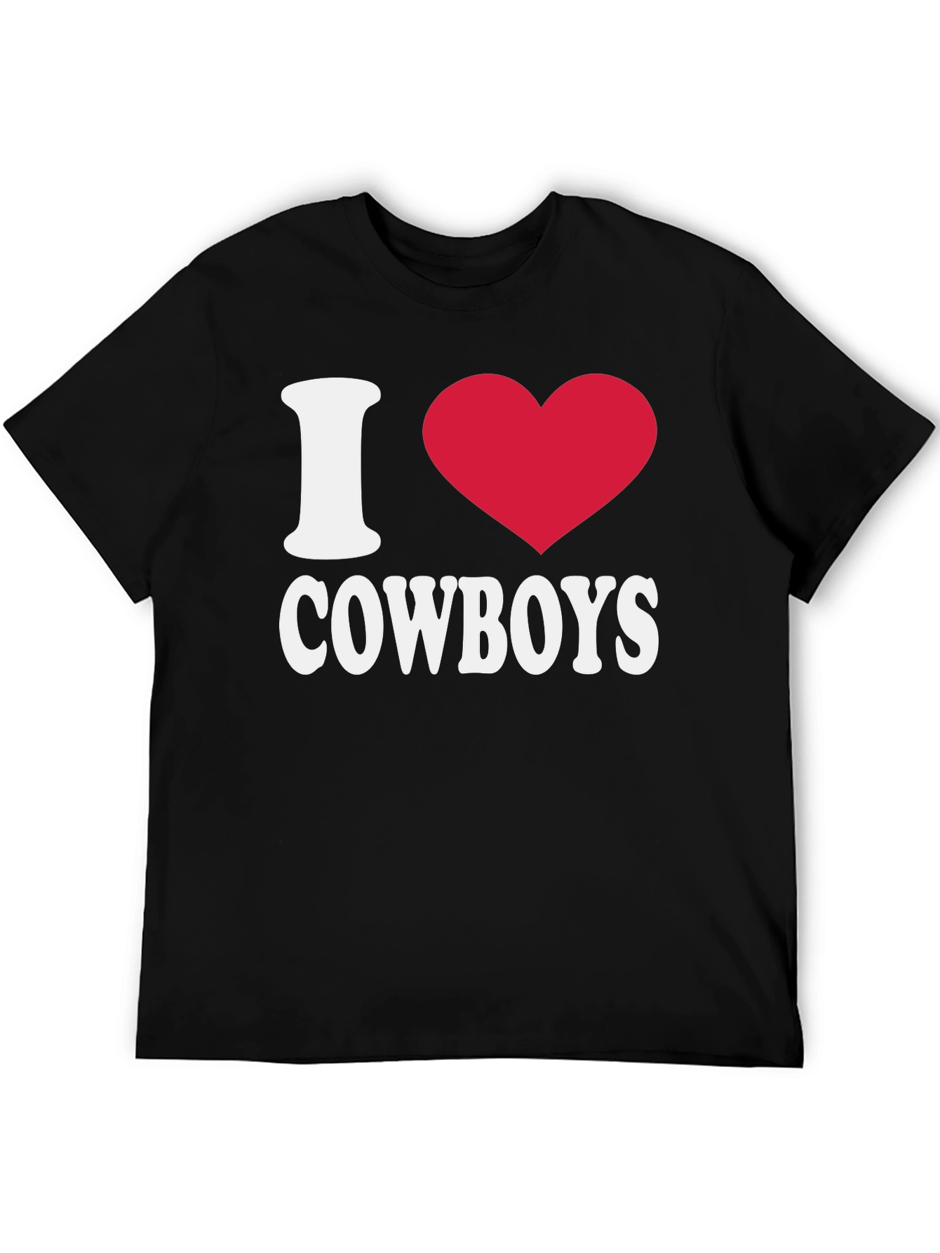 I Love Cowboys T-Shirt - Black Cotton Tee