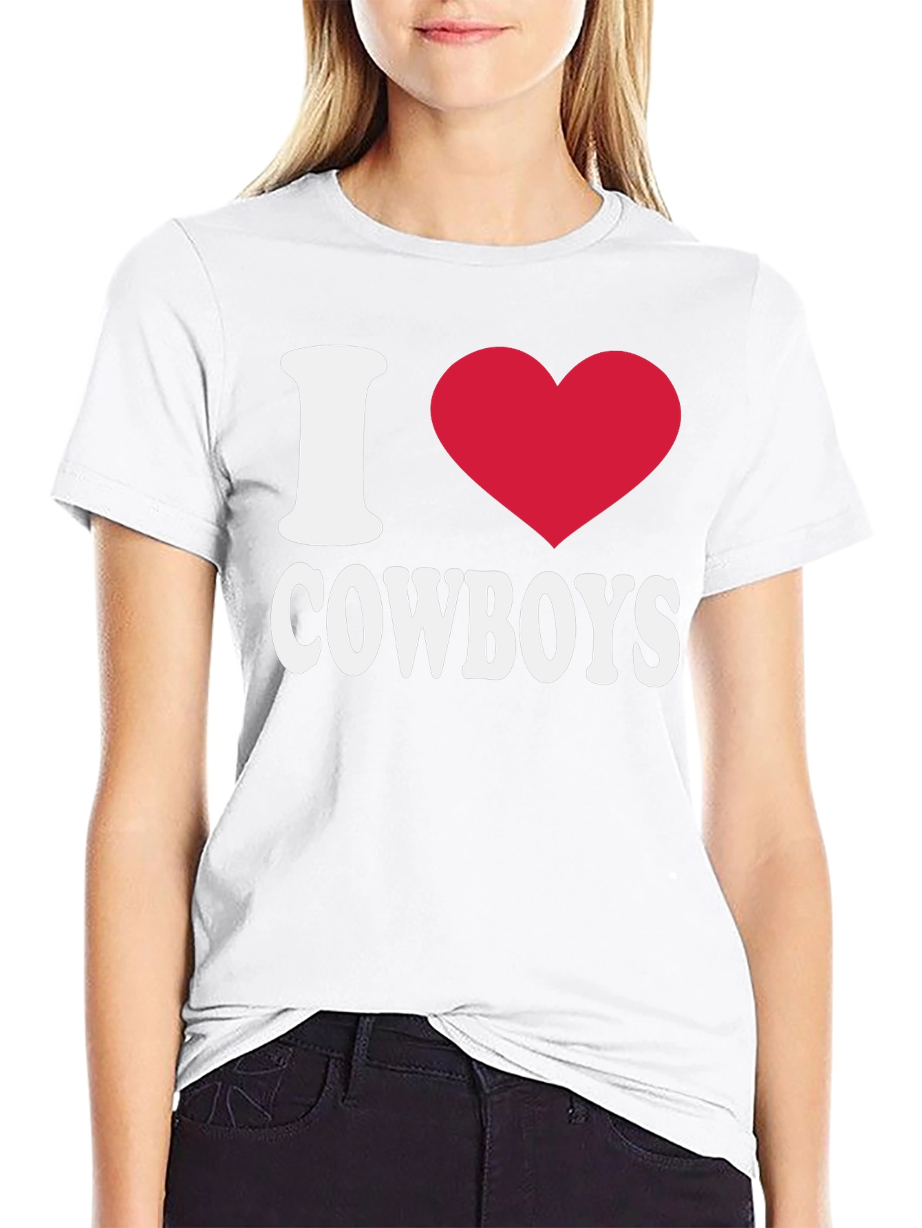 I Love Cowboys T-Shirt - Black Cotton Tee