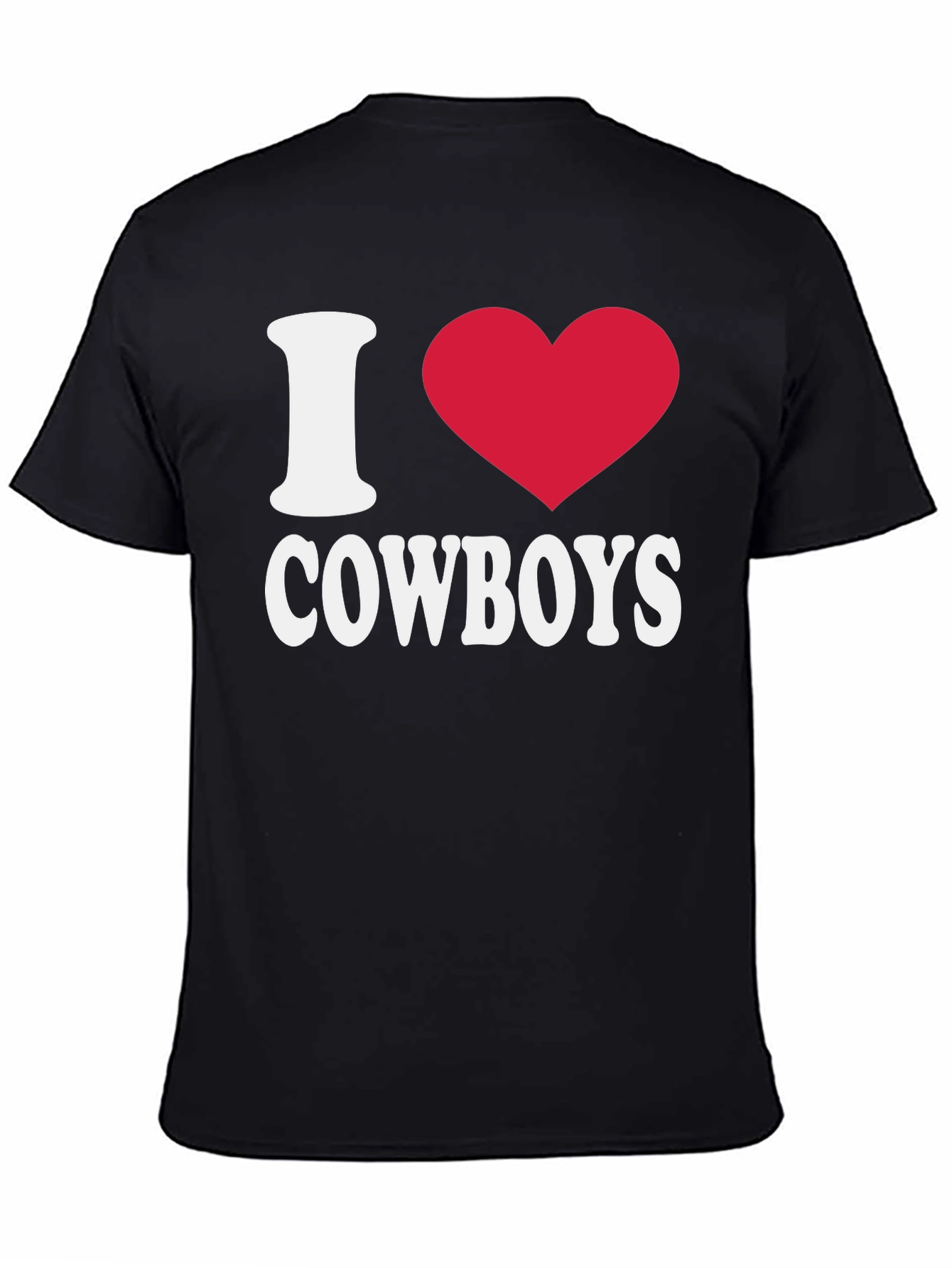I Love Cowboys T-Shirt - Black Cotton Tee