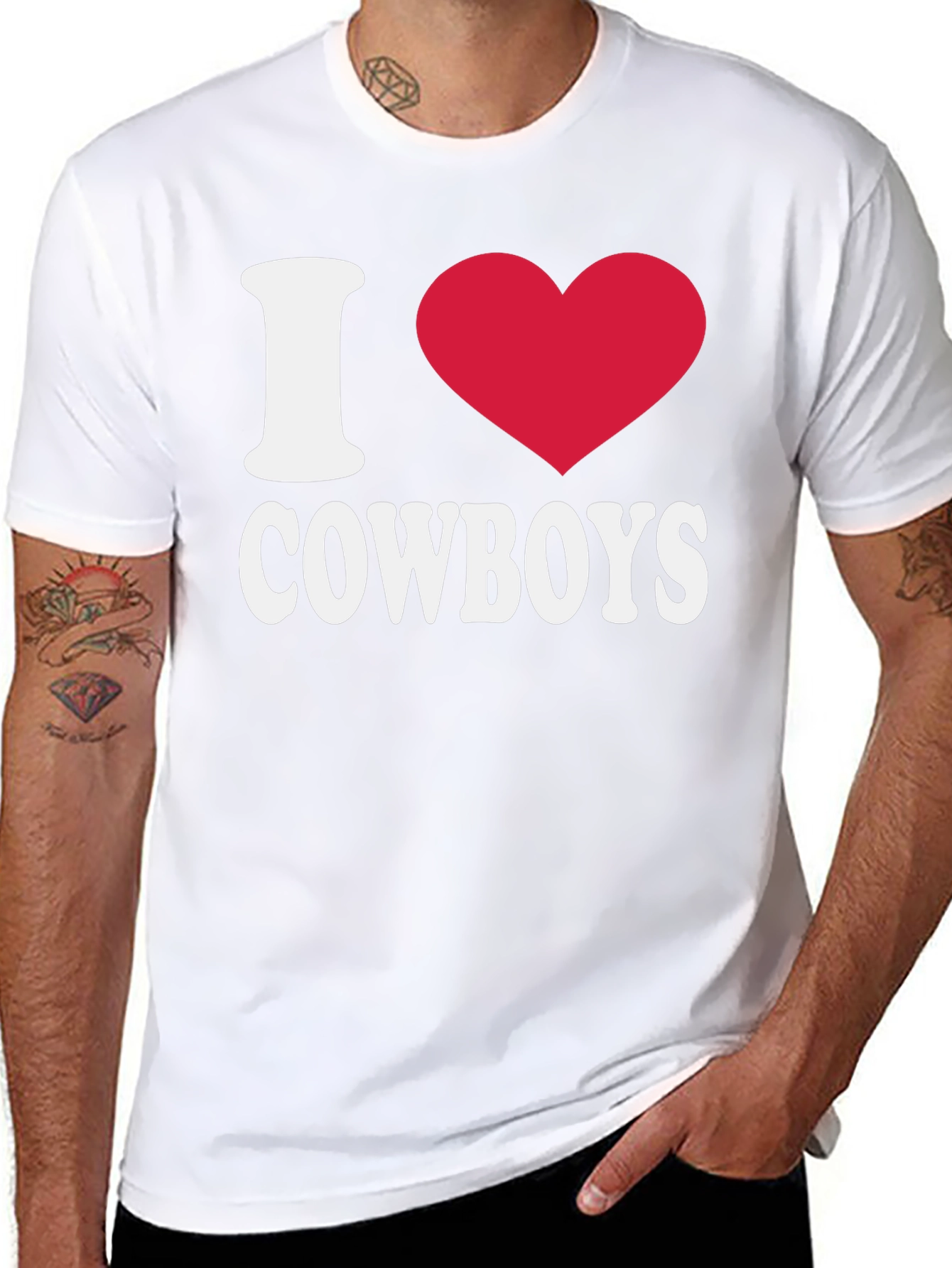 I Love Cowboys T-Shirt - Black Cotton Tee