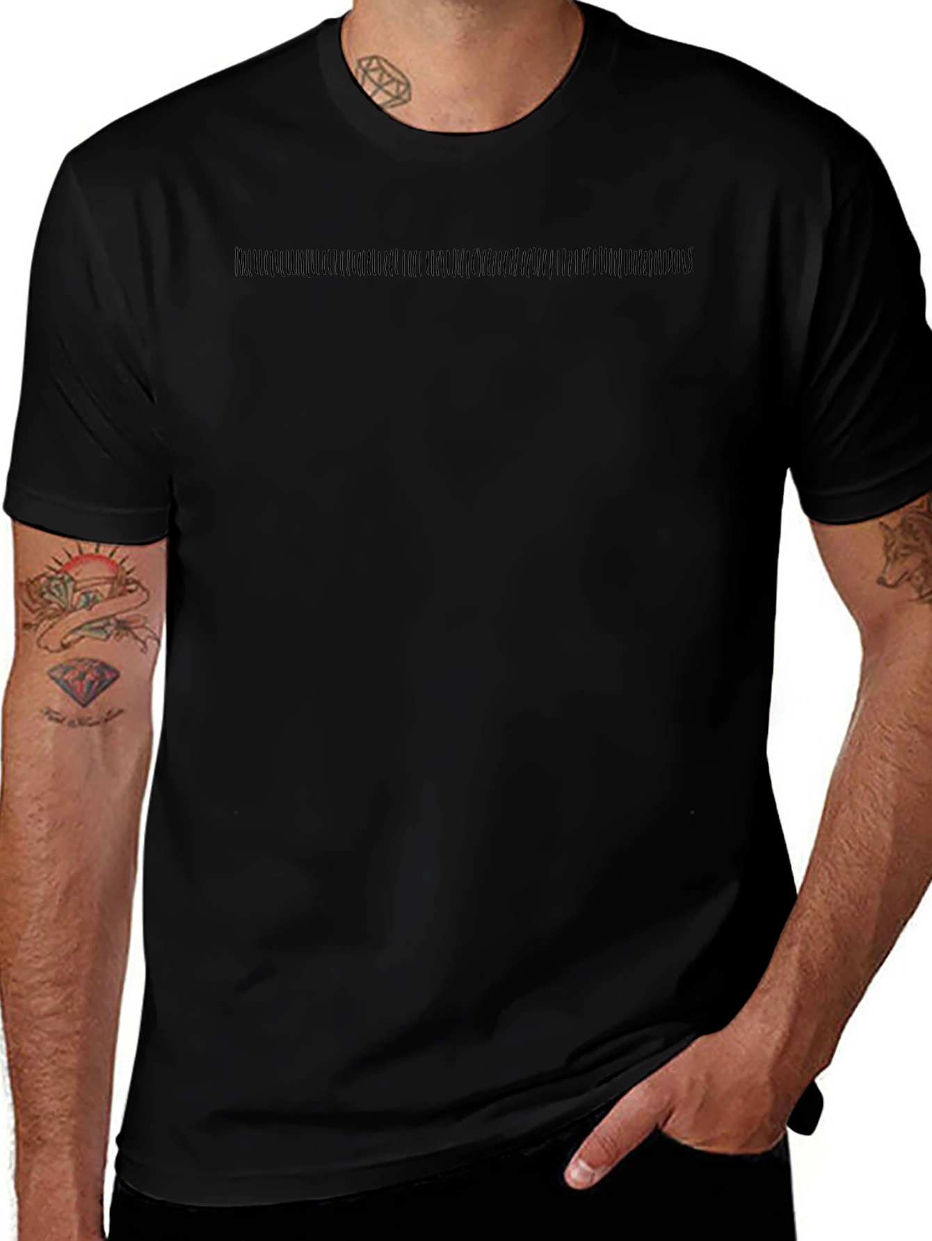 Mens Black Crewneck Graphic T-Shirt