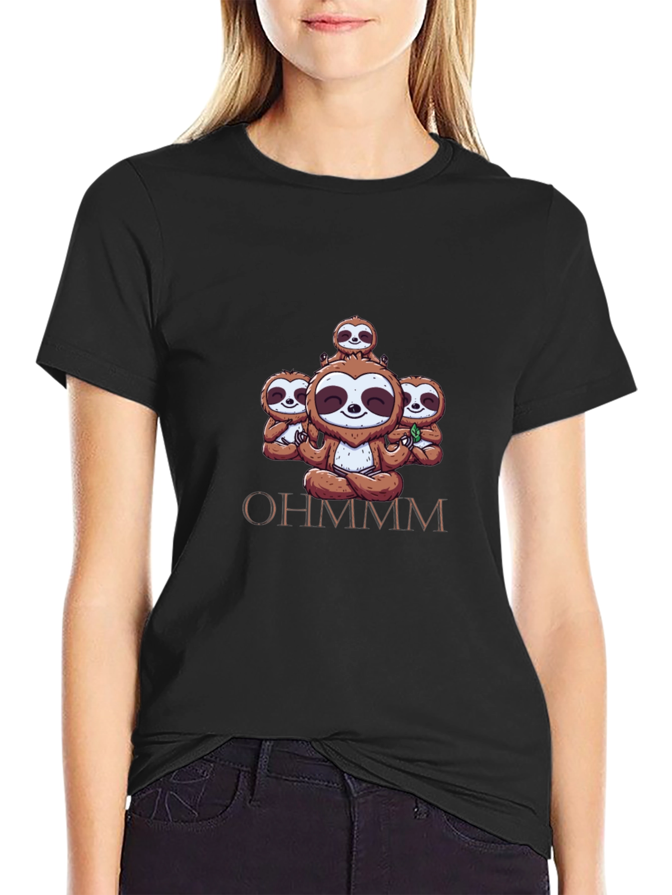 Ohm Sloth Meditation Black Tee