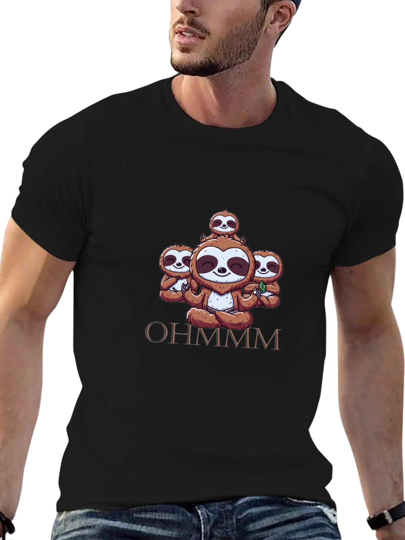 Ohm Sloth Meditation Black Tee