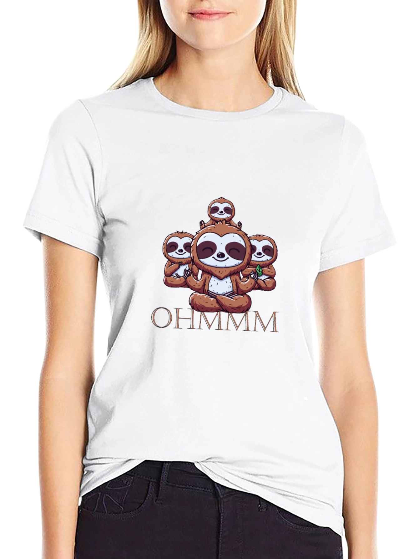 Ohm Sloth Meditation Black Tee
