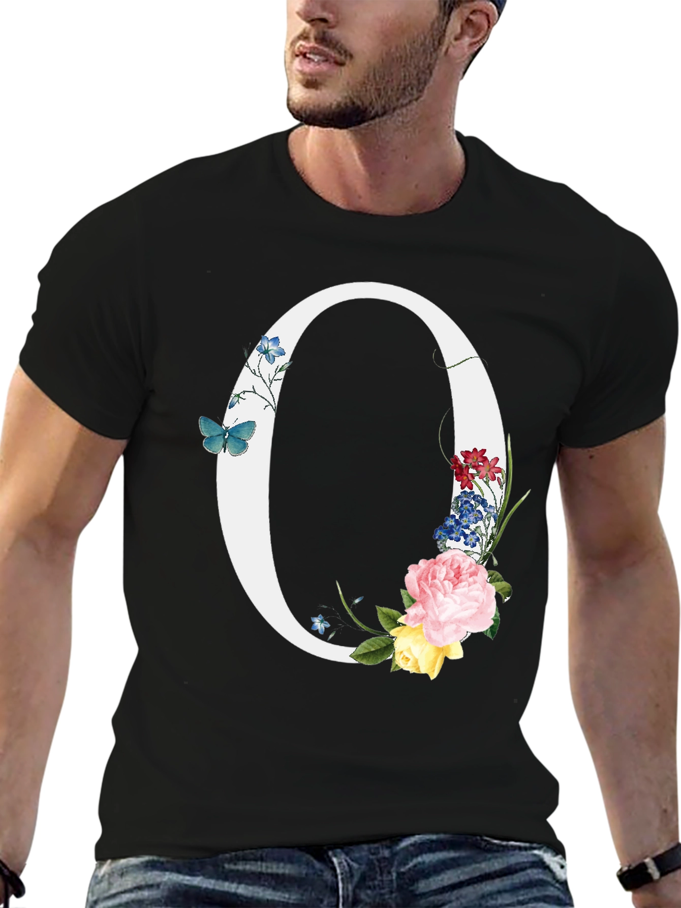 Floral Letter O Graphic T-Shirt