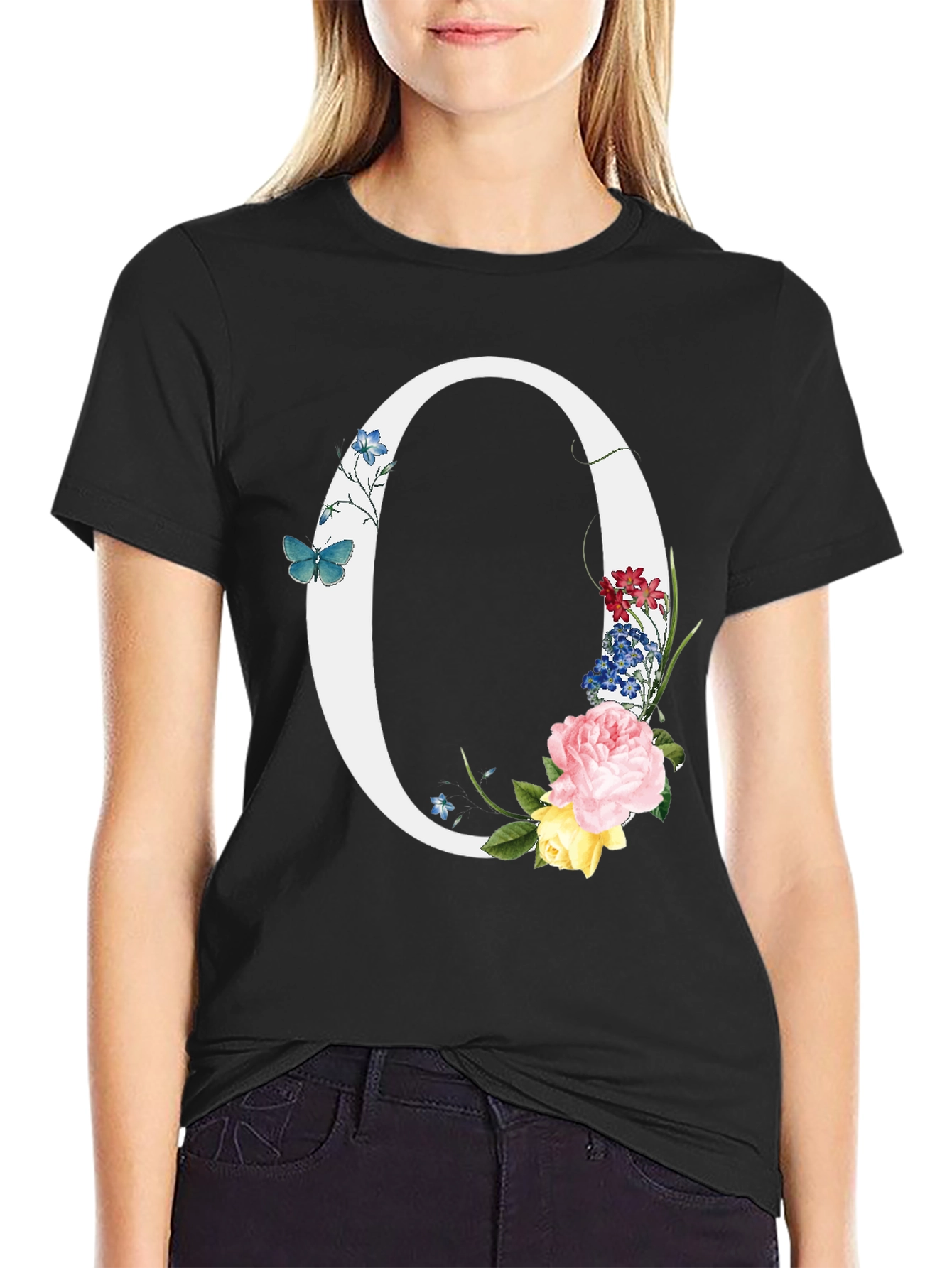 Floral Letter O Graphic T-Shirt