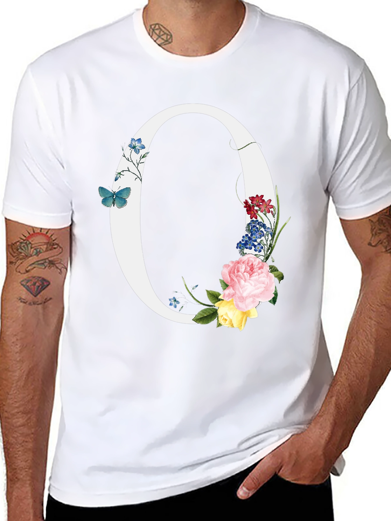 Floral Letter O Graphic T-Shirt