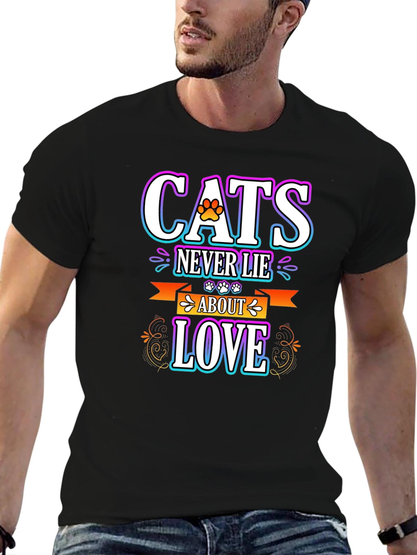 Cats Never Lie About Love Black T-Shirt
