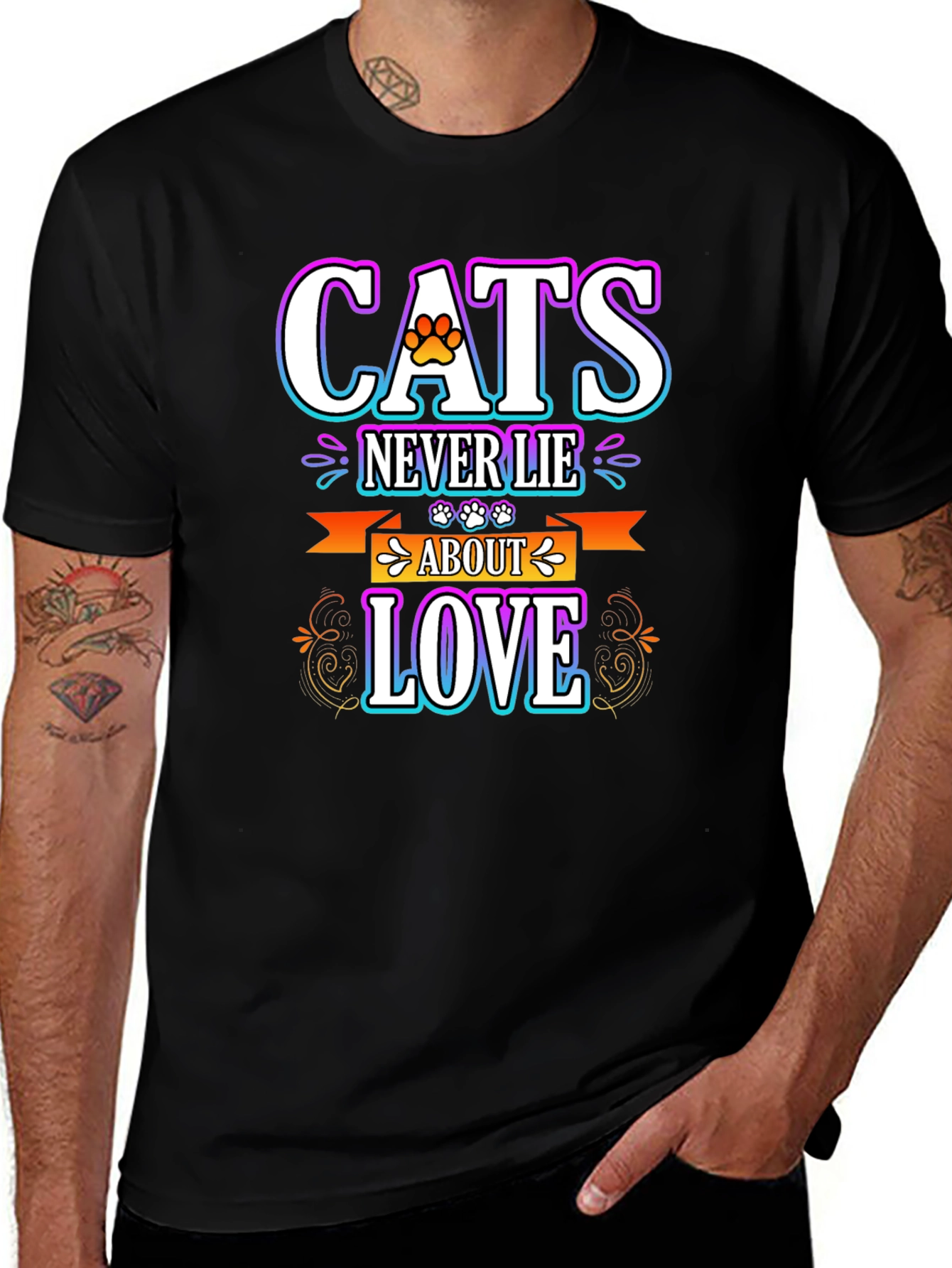 Cats Never Lie About Love Black T-Shirt