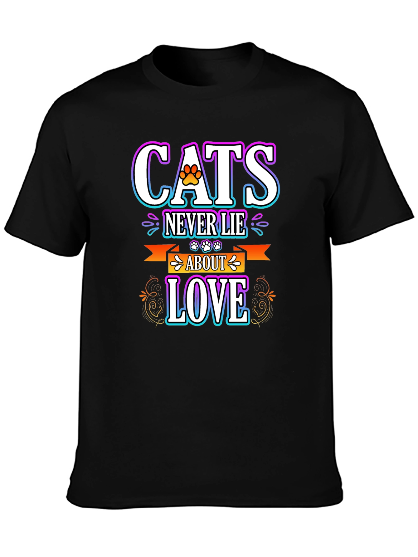 Cats Never Lie About Love Black T-Shirt