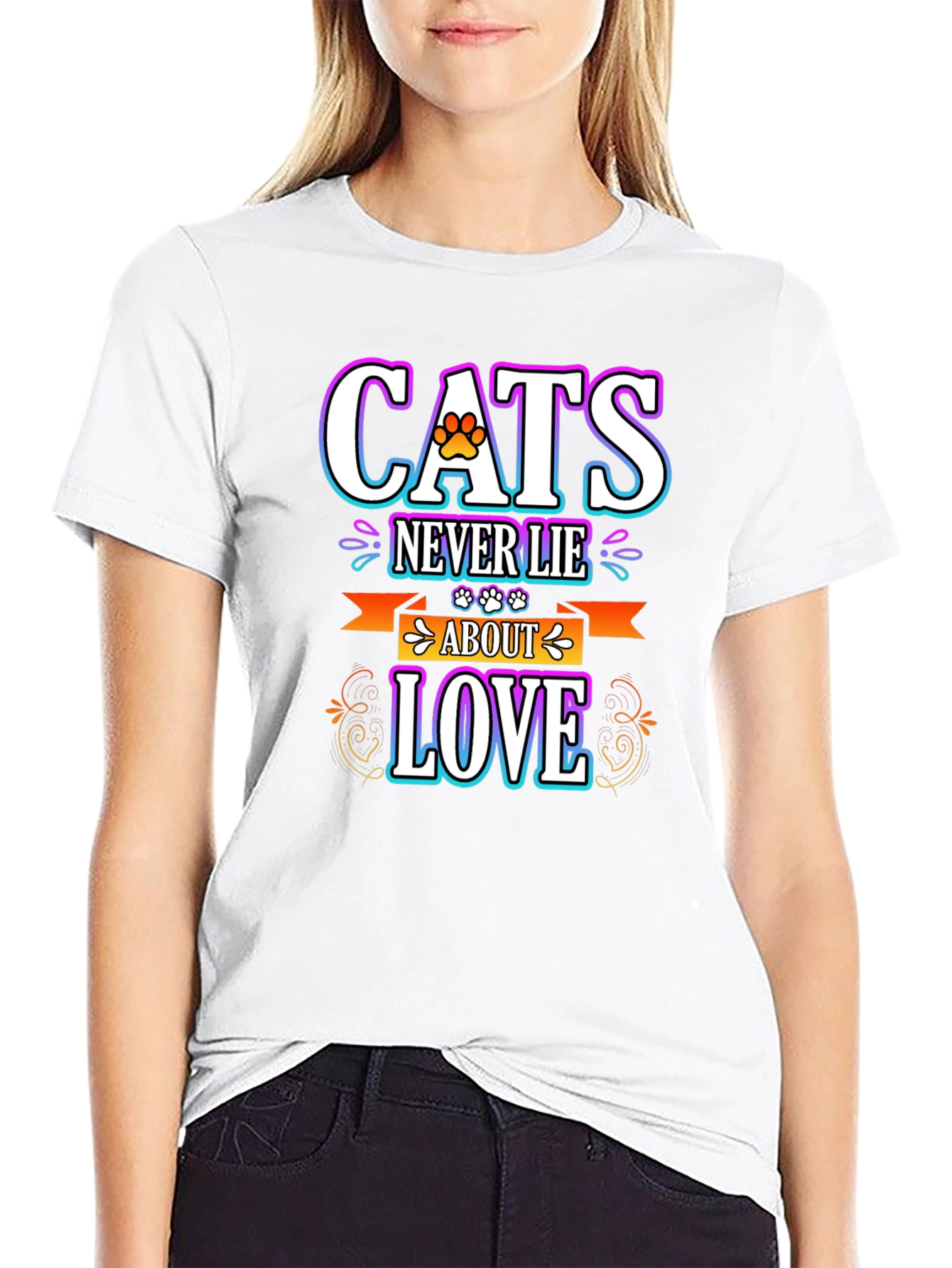 Cats Never Lie About Love Black T-Shirt