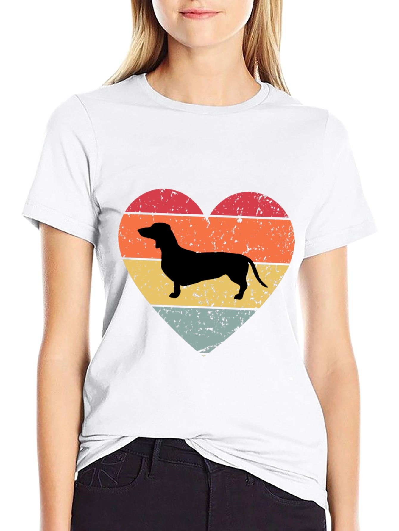 Retro Dachshund Heart T-Shirt
