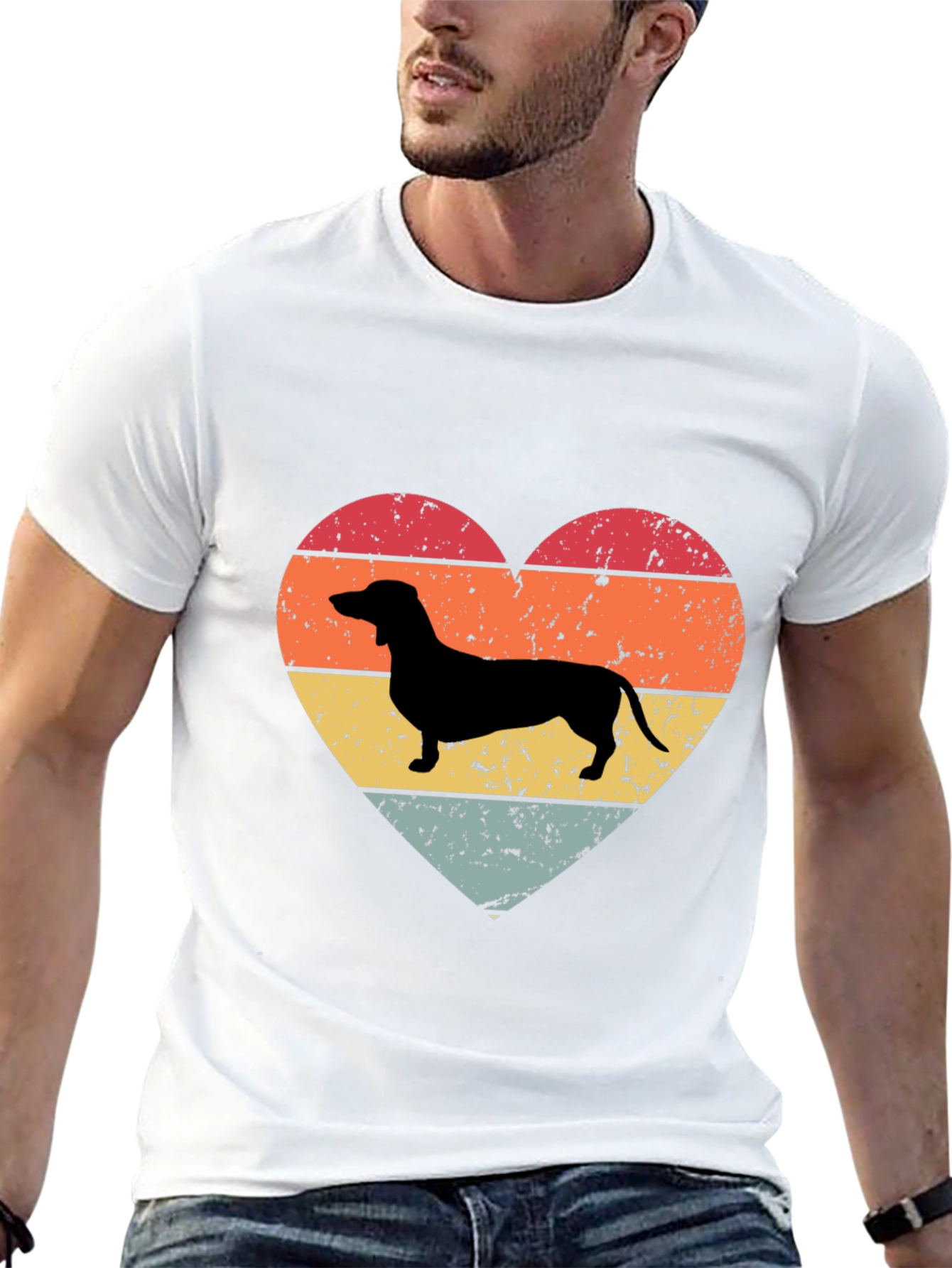 Retro Dachshund Heart T-Shirt