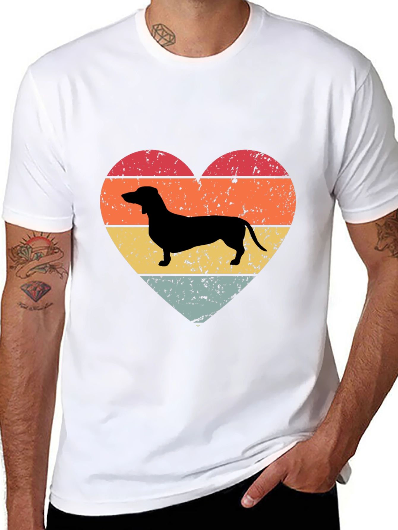 Retro Dachshund Heart T-Shirt
