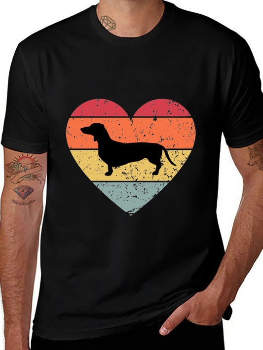 Retro Dachshund Heart T-Shirt